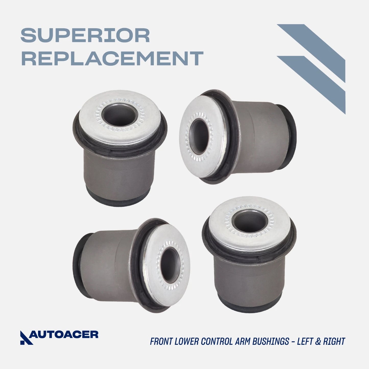 Complete Front Upper & Lower Control Arm Bushing Kit 8-Pcs, Fits Toyota Tacoma 1995-2004 4WD, Tacoma PreRunner 1998-2004 2WD, Hilux / 4Runner 1995-2002, Land Cruiser Prado 1996-2002