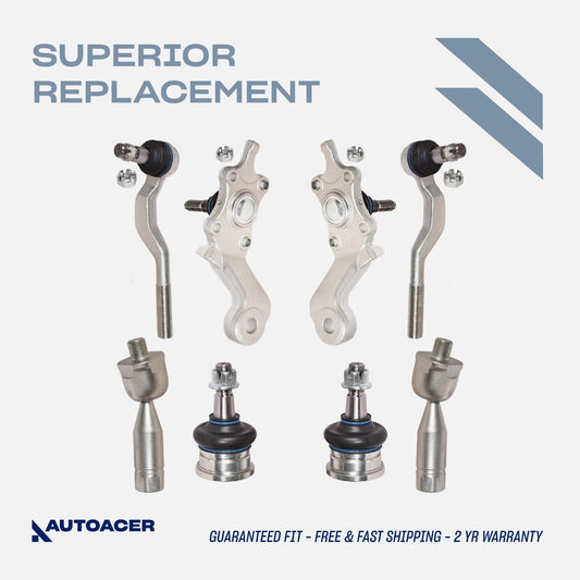 Suspension Kit 8 Piece - Front Upper & Lower Control Arm Ball Joints & Tie Rod Kit Compatible with TOYOTA TACOMA 1995-2004 4WD, PRE-RUNNER 1998-2004 2WD Models