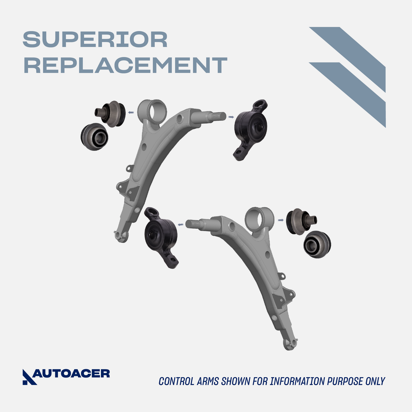 Front Lower Control Arm Bushing Kit 6pcs - 2 pc Big Bushes Fitted Into the Bracket & 4 pc Small Bushes W/Inner Sleeve for Lexus LS430 2001-2006