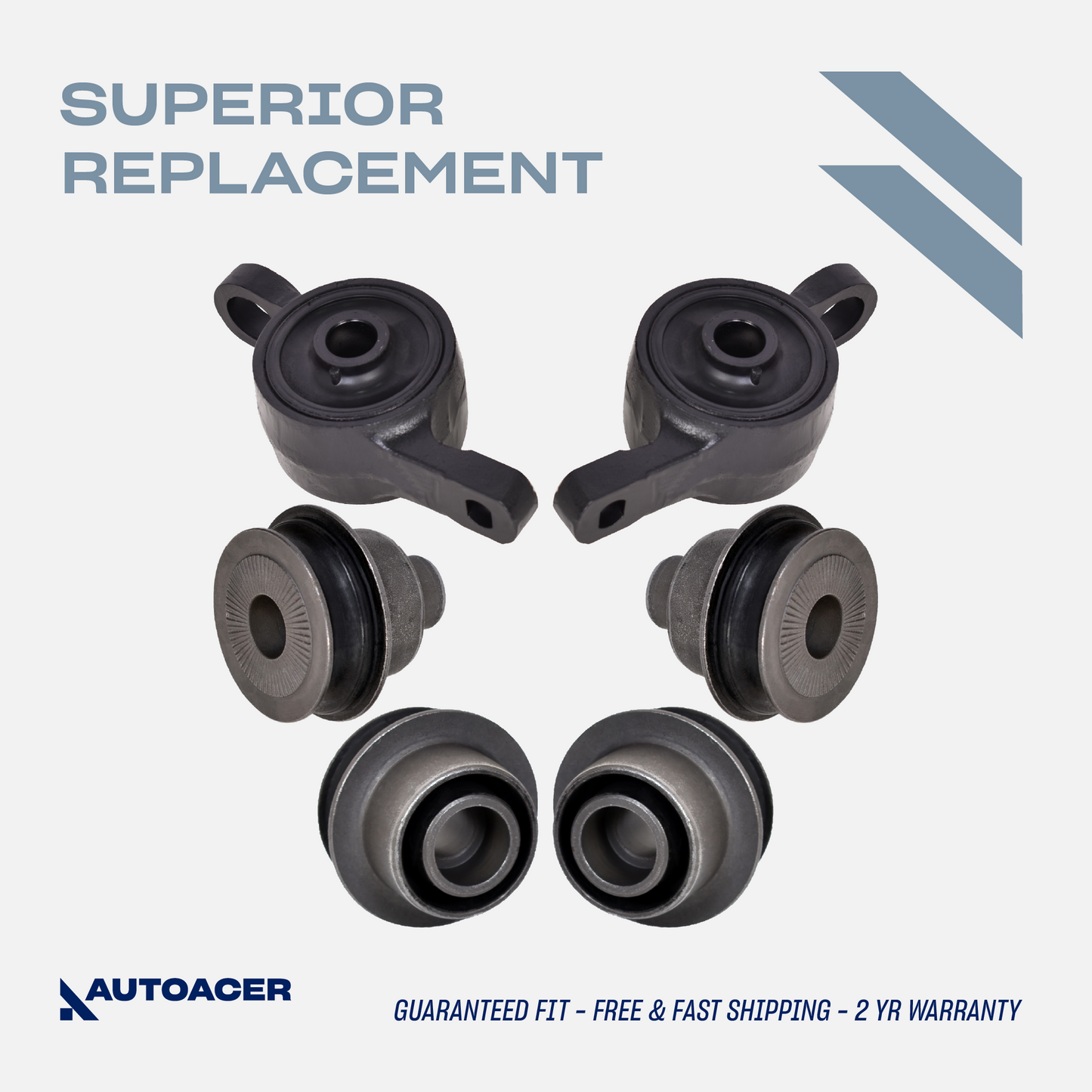 Front Lower Control Arm Bushing Kit 6pcs - 2 pc Big Bushes Fitted Into the Bracket & 4 pc Small Bushes W/Inner Sleeve for Lexus LS430 2001-2006