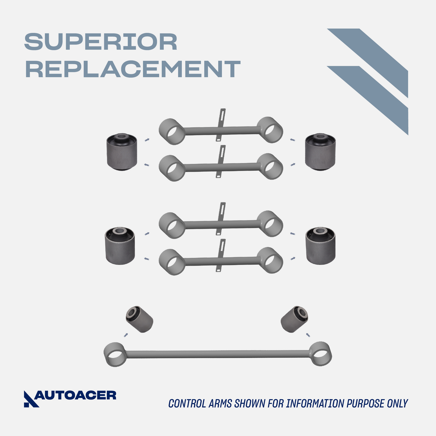 AUTOACER Front & Rear Suspension Kit 18p - Upper & Lower Control Arm Bushings, Trailing Bushings & Axle Panhard Rod Bushings For LEXUS LX 470 1998 - 2007, TOYOTA LAND CRUISER 1998 - 2007
