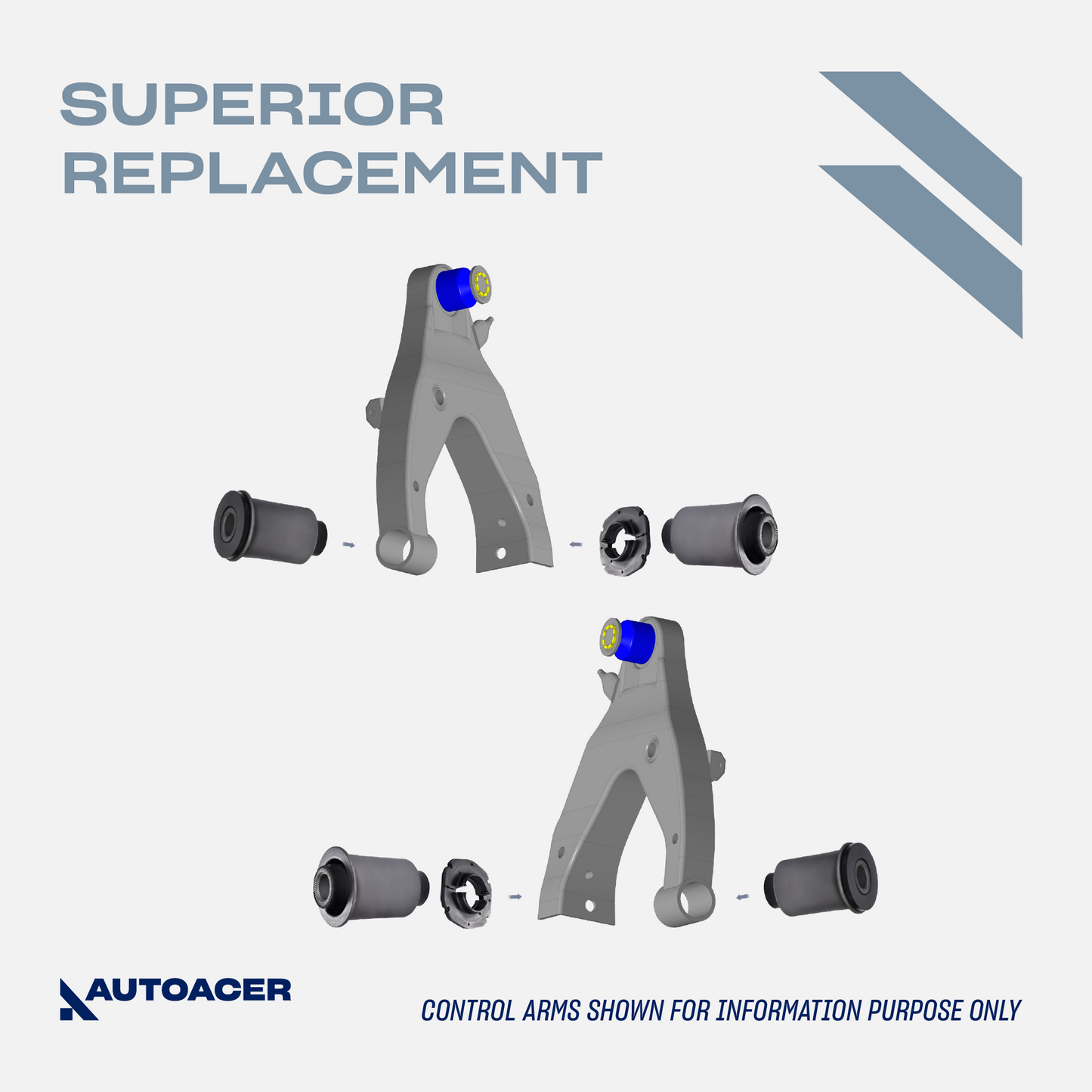 AUTOACER - 8pc Front Upper & Lower Control Arm Bushing Kit For Lexus LX470, Toyota Land Cruiser 1998 - 2007