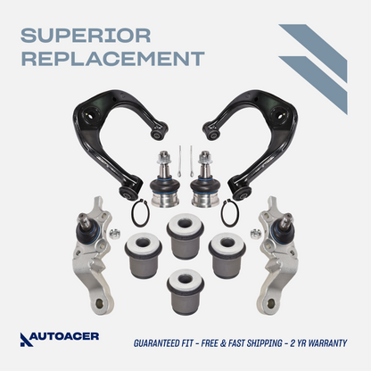 Front Suspension Kit 10 Piece - Front Upper Control Arms, Ball Joints & Bushings for Toyota Tacoma 1995-2004 4WD Models & Pre-Runner 2WD 1998-2004
