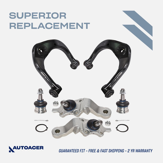 Front Suspension Kit 6 Piece - Front Upper Control Arms & Upper, Lower Ball Joint Kit for Toyota Tacoma 1995-2004 4WD, Pre-Runner 1998-2004 2WD Models