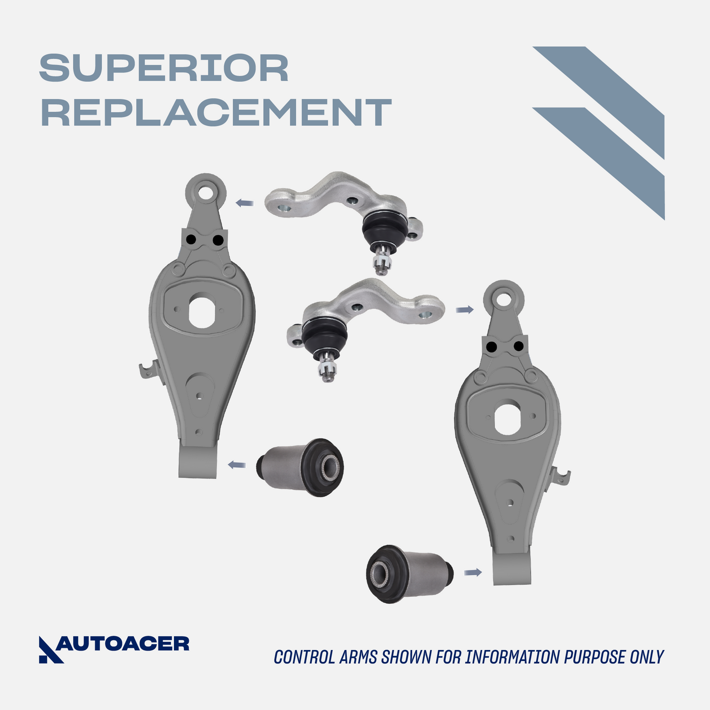 AUTOACER - Front Upper Control Arms, Lower Bushings, Ball Joints & Inner + Outer Tie Rods 10 Piece for Toyota Tacoma