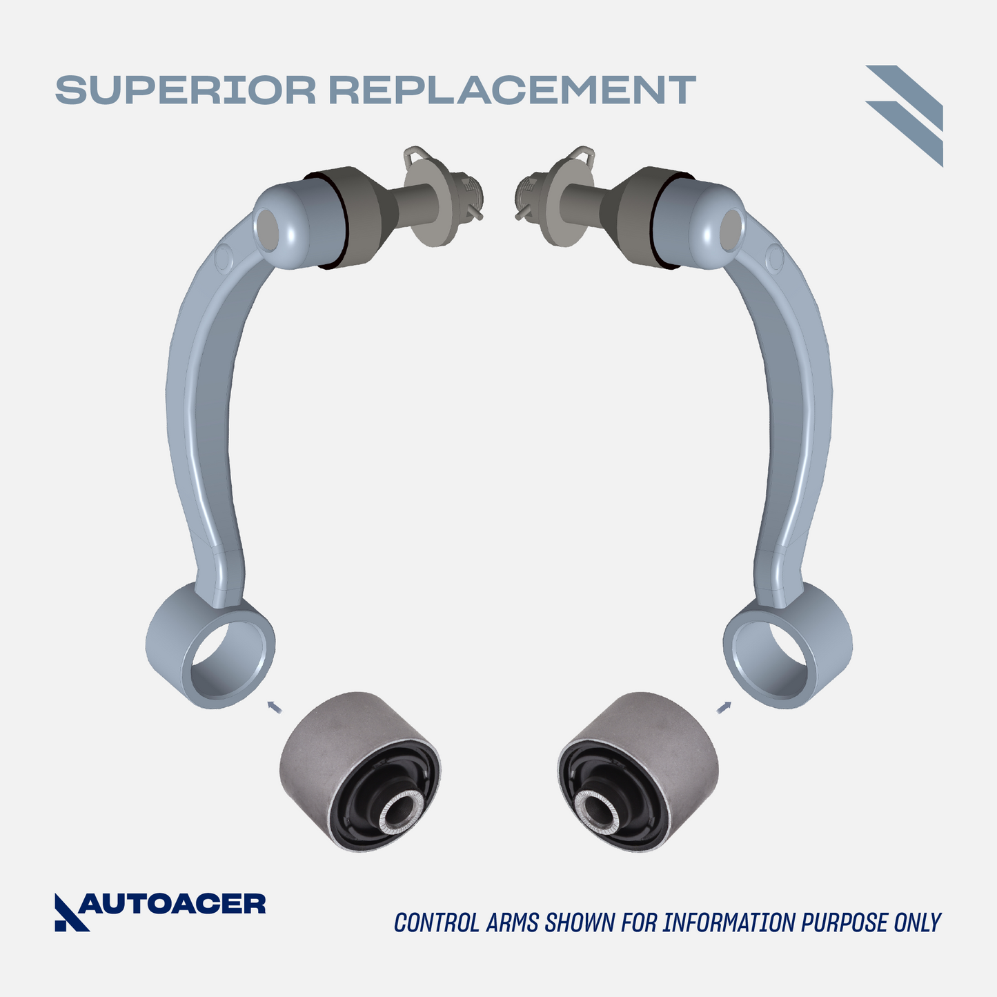 Front Upper Frontward and Rearward Control Arm Bushing Kit 4 Pcs for Lexus LS460 LS600h 2007-2017 AWD/RWD models