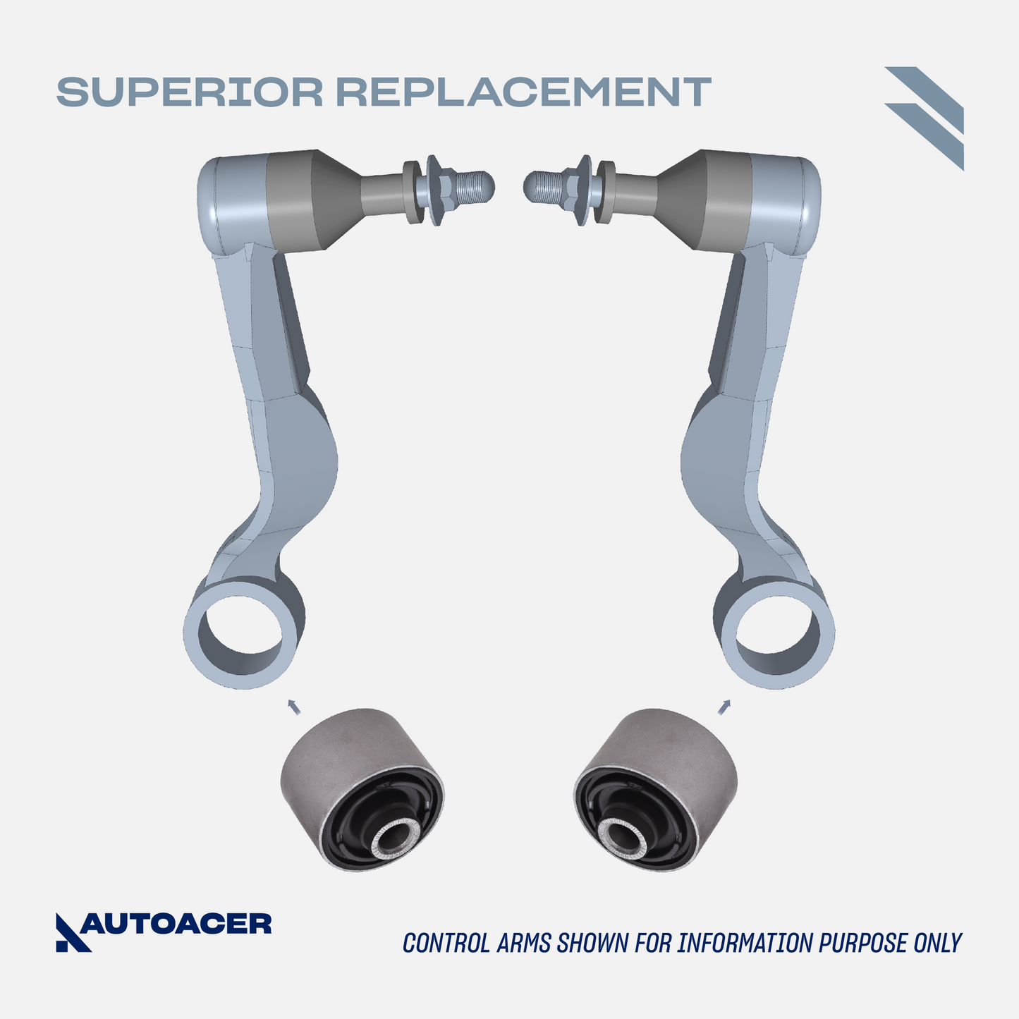 Front Upper Frontward and Rearward Control Arm Bushing Kit 4 Pcs for Lexus LS460 LS600h 2007-2017 AWD/RWD models