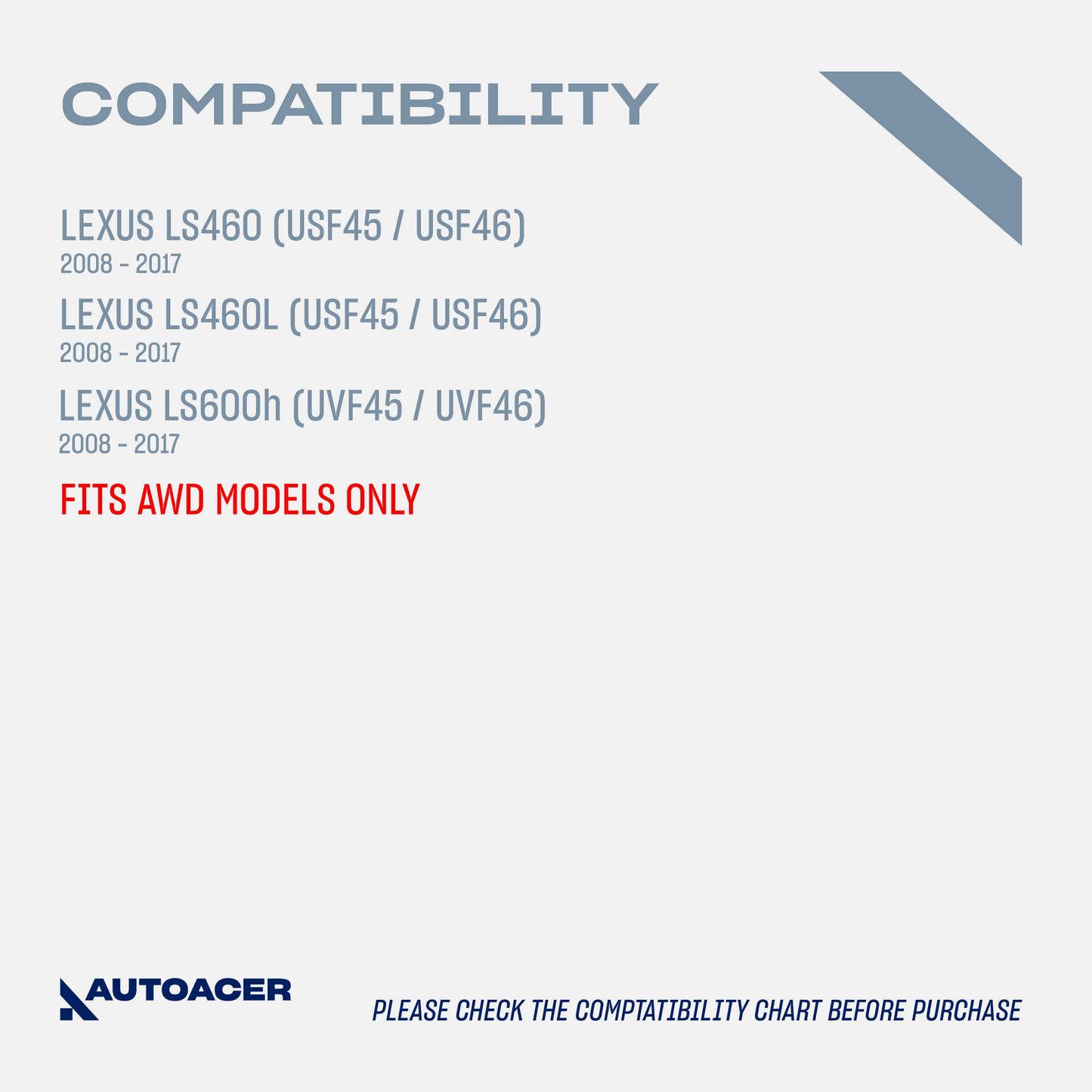 AUTOACER Front Lower Forward Control Arm Kit 2 Pcs with Bushings Fitted for LEXUS LS460 / LS460L 2007 - 2017, LS 600h 2008 - 2017 AWD Models