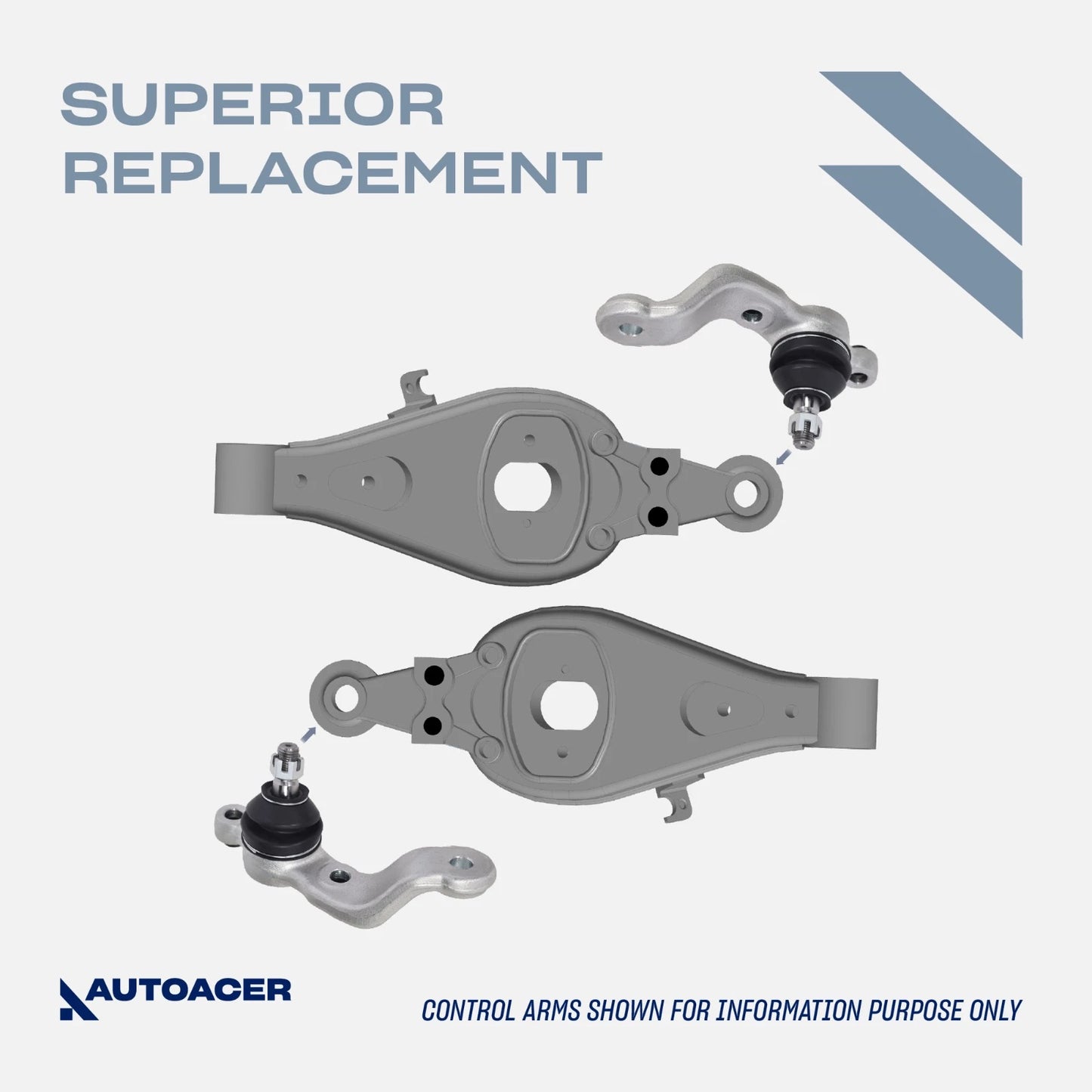 Front Suspension Kit 4 Piece- Front Upper Control Arms & Lower Ball Joints for Toyota Tacoma S-Runner 2001-2004, Tacoma Base 2001-2004, DLX 2001-2003 RWD / 2WD Models