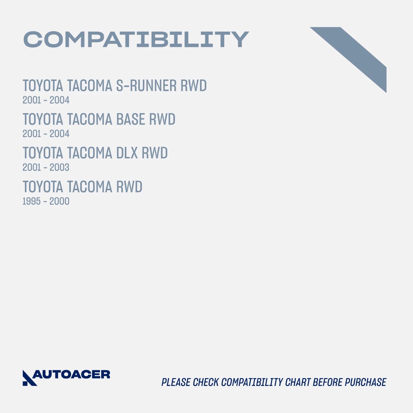 Front Suspension Kit 4 Piece- Front Upper Control Arms & Lower Ball Joints for Toyota Tacoma S-Runner 2001-2004, Tacoma Base 2001-2004, DLX 2001-2003 RWD / 2WD Models