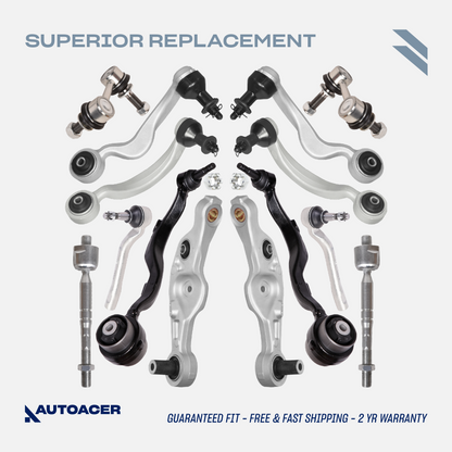 AUTOACER Suspension Kit 14p - Front Upper Lower Control Arms, Tie Rods & Sway / Stabilizer Bar Links for LEXUS LS460 / LS460L 2007-2017, LS600h 2008-2017