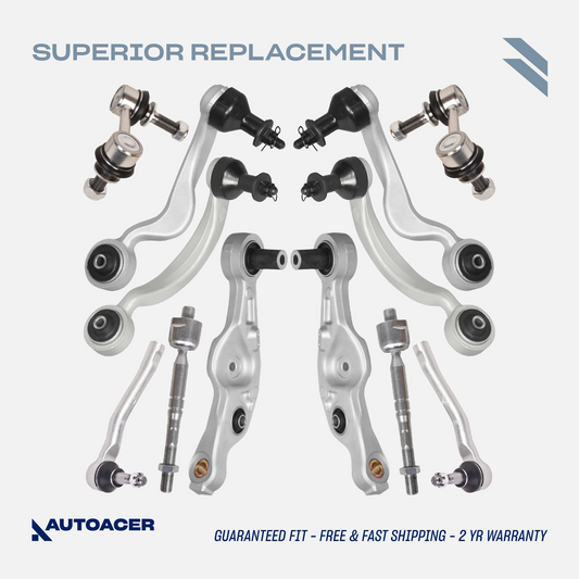 AUTOACER - Front Upper & Lower Control Arms, Sway / Stabilizer Bar Links & Inner Outer Tie Rod Kit 12 Pc for LS460, LS460L, LS600h RWD Models Only