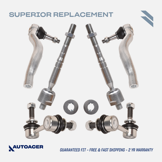 AUTOACER - 6pc Front Inner, Outer Tie Rod Assembly & Stabilizer Bar Link Kit for Lexus LS460 / LS460L 2007 - 2017, LS600h 2009 - 2017 AWD Models