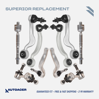 AUTOACER - Front Upper Control Arms, Stabilizer Bar Links & Inner + Outer Tie Rod Kit 10 Piece for Lexus LS460 / LS460L, LS600h AWD Models