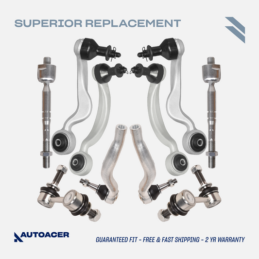 AUTOACER - Front Upper Control Arms, Stabilizer Bar Links & Inner + Outer Tie Rod Kit 10 Piece for Lexus LS460 / LS460L, LS600h AWD Models