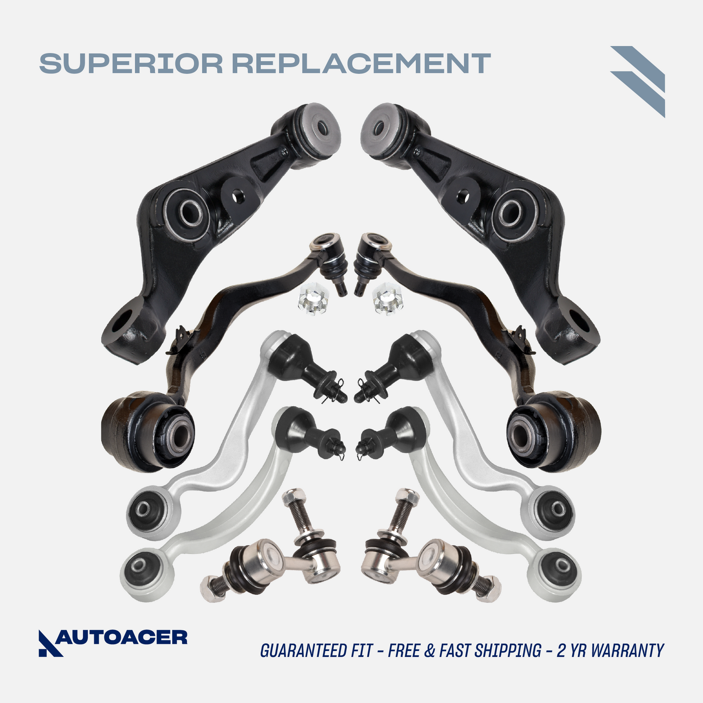 AUTOACER - Front Upper, Lower, Forward & Rearward Control Arms & Sway / Stabilizer Bar Links for Lexus LS460 / LS460L 2007 - 2017, LS600h 2008 - 2017 AWD Models Only