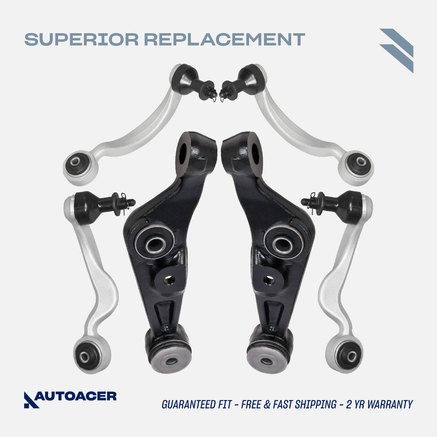 AUTOACER - Front Upper Forward & Rearward Control Arms & Lower Frontward Arms with Bushings & Ball Joints Fitted 6 Pcs for LEXUS LS460, LS460L 2007-2017, LS600h 2009-2017