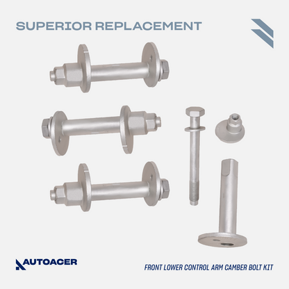 Front Suspension Kit 14 Pcs - Front Upper, Lower Control Arms with Bushings, Ball Joints, Inner Outer Tie Rods & Camber Bolt Toyota Tacoma 4WD 1995-2004, Pre-Runner 2WD 1998-2004