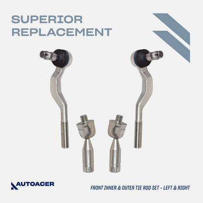 Front Suspension Kit 14 Pcs - Front Upper, Lower Control Arms with Bushings, Ball Joints, Inner Outer Tie Rods & Camber Bolt Toyota Tacoma 4WD 1995-2004, Pre-Runner 2WD 1998-2004