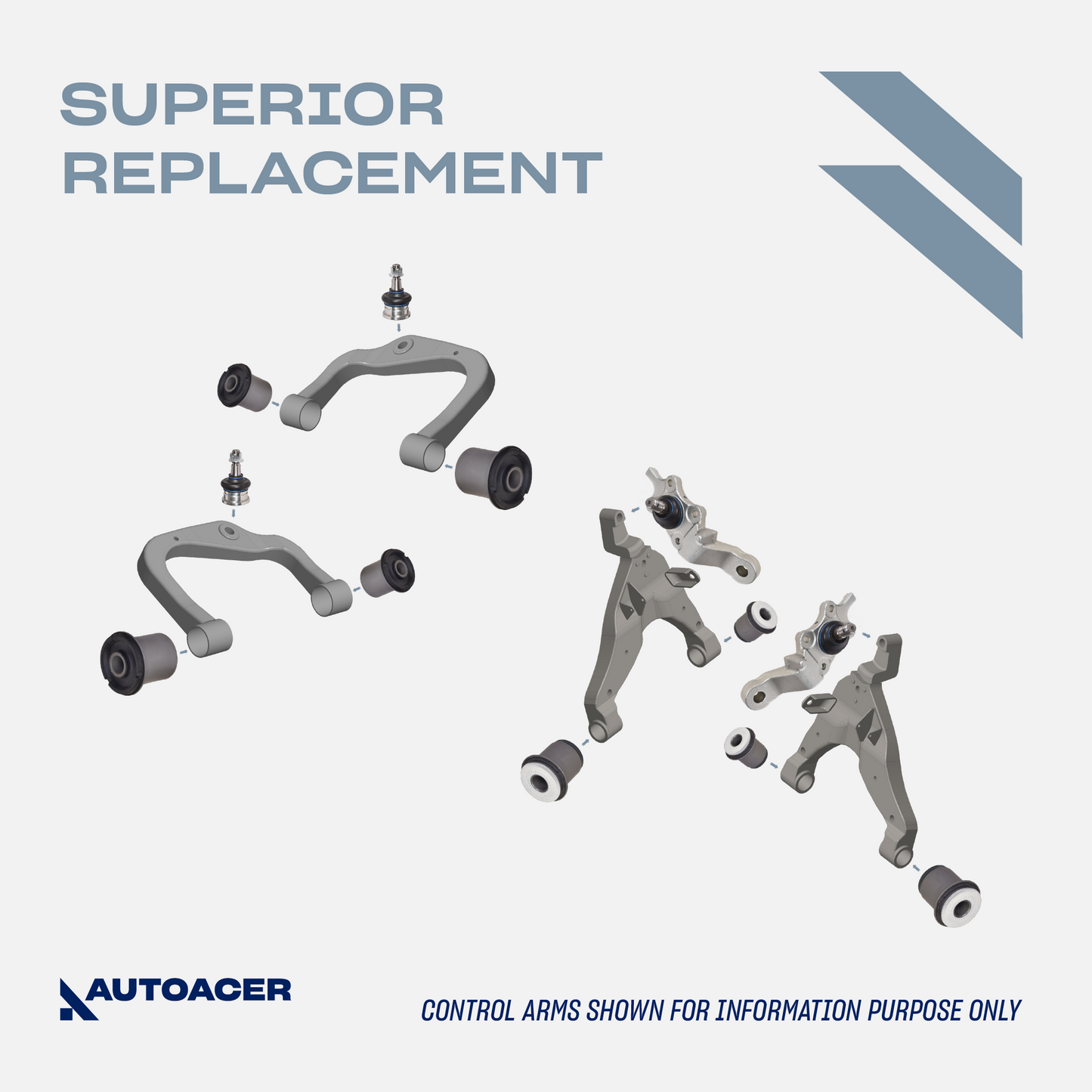 AUTOACER - 16p Front Upper Lower Control Arm Bushings, Ball Joints & Tie Rod Assembly for 4RUNNER / HILUX SURF 1995 - 2002, LAND CRUISER 90  1996 - 2002