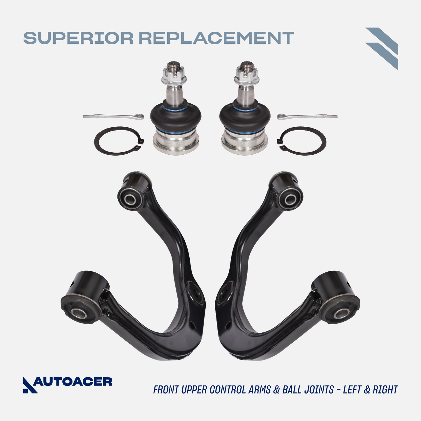 AUTOACER - Front Control Arms with Bushings Pre-Fitted, Ball Joints, Tie Rods & Camber Bolt Kit 14 Piece for Toyota 4Runner / Hilux Surf / Land Cruiser AWD / 2WD