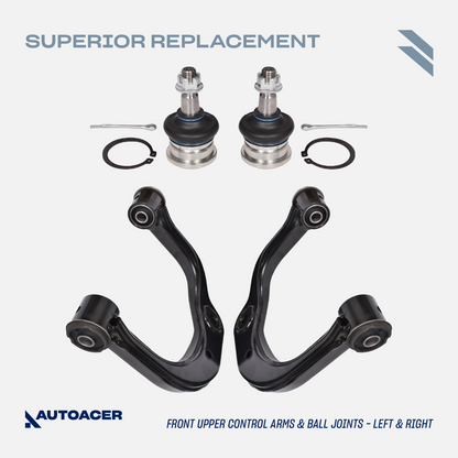 AUTOACER - Front Control Arms with Bushings Pre-Fitted, Ball Joints, Tie Rods & Camber Bolt Kit 14 Piece for Toyota 4Runner / Hilux Surf / Land Cruiser AWD / 2WD
