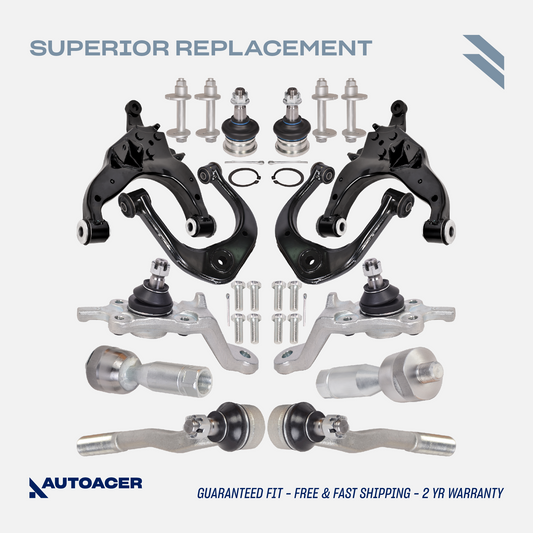 AUTOACER - Front Control Arms with Bushings Pre-Fitted, Ball Joints, Tie Rods & Camber Bolt Kit 14 Piece for Toyota 4Runner / Hilux Surf / Land Cruiser AWD / 2WD
