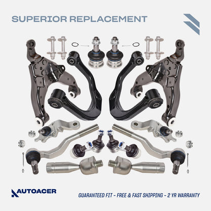 AUTOACER - 16 piece Front Suspension Control Arms Ball Joints Tie Rod Links For Toyota