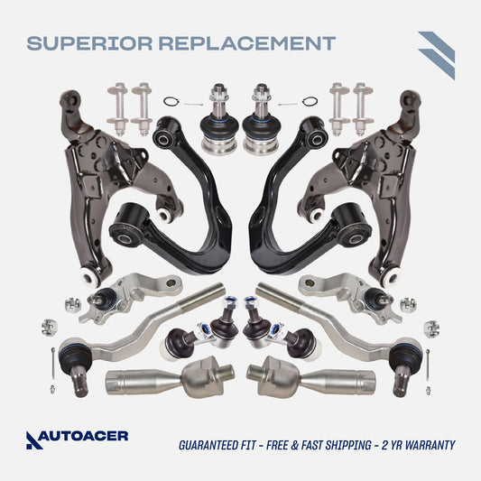 AUTOACER - 16 piece Front Suspension Control Arms Ball Joints Tie Rod Links For Toyota