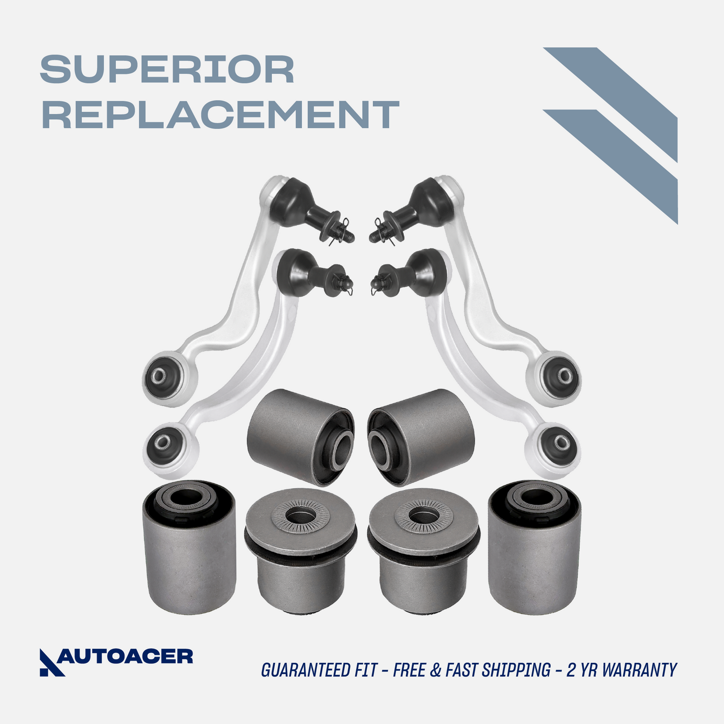 AUTOACER - Front, Upper, Lower Suspension Control Arms & Bushings 10 Pcs for LEXUS LS460 / LS460L (USF45 / USF46) 2007 - 2017, LS600h (UVF45 / UVF46) 2007 - 2017 AWD