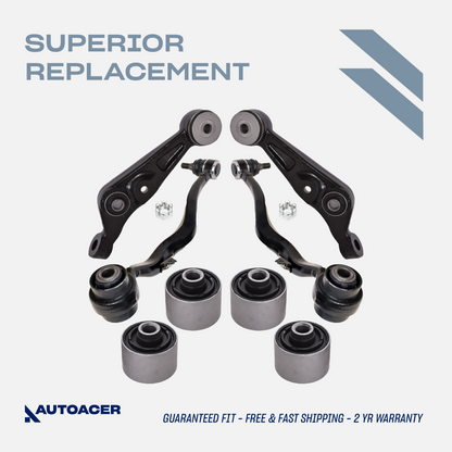 AUTOACER - Front Upper, Lower Forward, Rearward Control Arms & Bushing Kit 8 Pcs for LEXUS LS460 / LS460L 2007 - 2017, LS600h 2007 - 2017, AWD Models