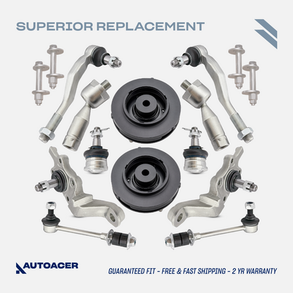AUTOACER - 14p Front Upper Lower Control Arm Ball Joints, Strut Mounts, Inner & Outer Tie Rods, Sway Bar Links & Camber Bolt Kit For TOYOTA 4RUNNER, HILUX / SURF, LAND CRUISER PRADO