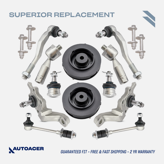 AUTOACER - 14p Front Upper Lower Control Arm Ball Joints, Strut Mounts, Inner & Outer Tie Rods, Sway Bar Links & Camber Bolt Kit For TOYOTA 4RUNNER, HILUX / SURF, LAND CRUISER PRADO
