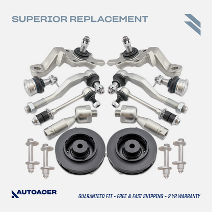 AUTOACER - 14p Front Upper Lower Control Arm Ball Joints, Strut Mounts, Inner & Outer Tie Rods, Sway Bar Links & Camber Bolt Kit For TOYOTA 4RUNNER, HILUX / SURF, LAND CRUISER PRADO