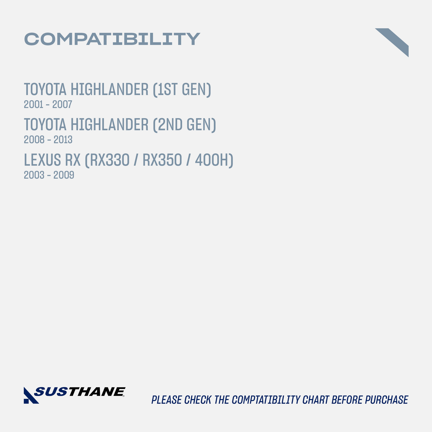 AUTOACER - 16p Front & Rear Polyurethane Lift Kit PU 40mm/ 1.6" with Longer Bolts for Toyota Highlander (1st Gen) 2001 - 2007, Highlander  (2nd Gen) 2008 - 2013, LEXUS RX 2003 - 2009
