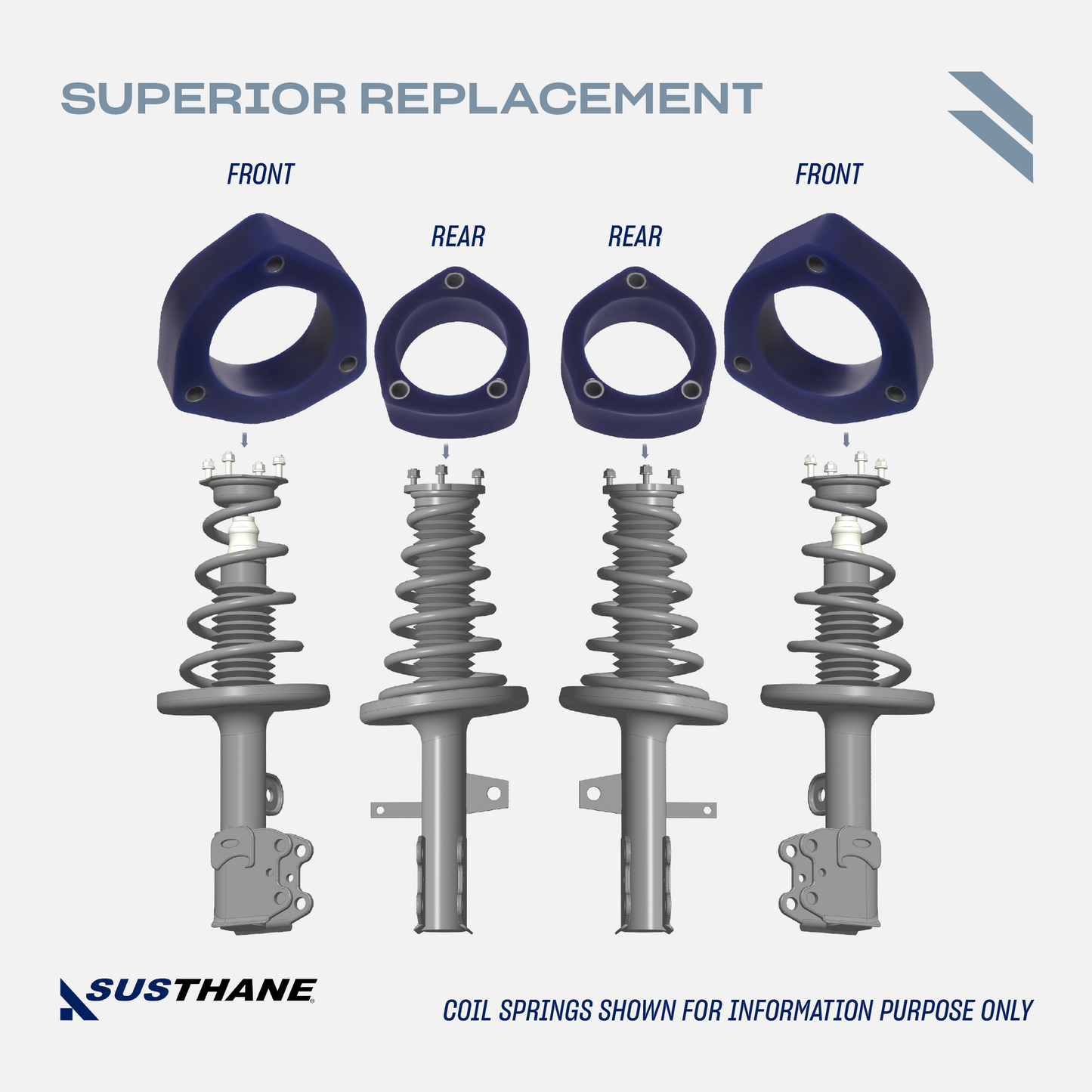AUTOACER - 16p Front & Rear Polyurethane Lift Kit PU 40mm/ 1.6" with Longer Bolts for Toyota Highlander (1st Gen) 2001 - 2007, Highlander  (2nd Gen) 2008 - 2013, LEXUS RX 2003 - 2009