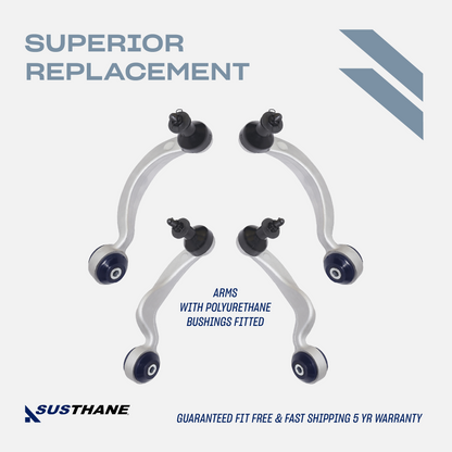 Front Upper Forward and Rearward Control Arm Kit 4 Pcs with PU Bushings & Ball Joints Fitted for Lexus LS460 2007-2017 LS600h 09-17 Fits All AWD and RWD models
