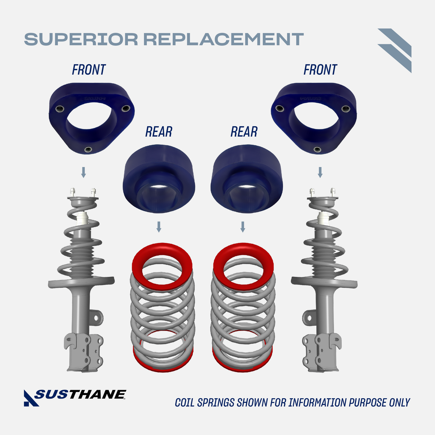AUTOACER - Complete Levelling Lift Kit 40mm /1.6" Front Strut & Rear Coil Springs PU Spacers 10 Piece for Toyota Prius 
