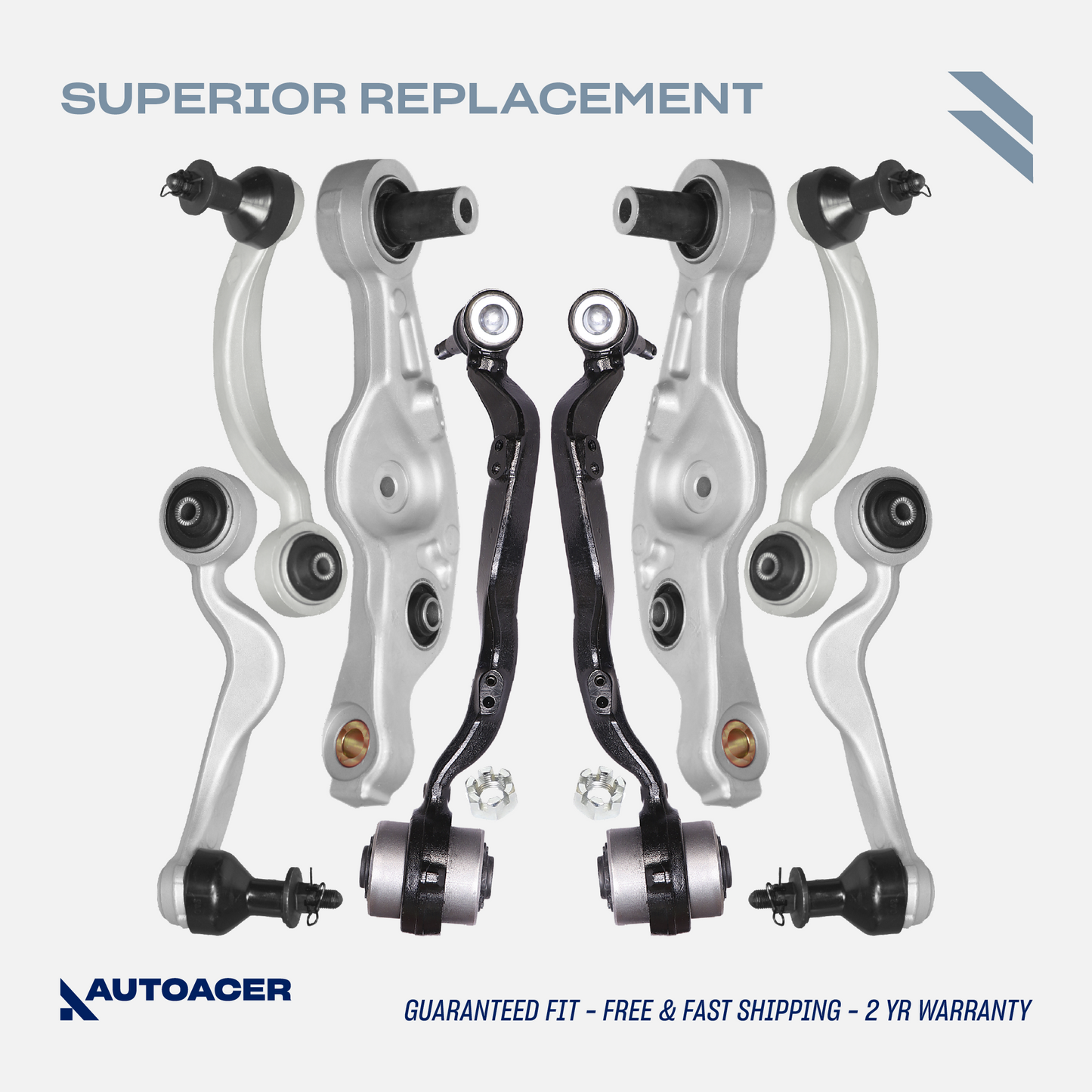 AUTOACER - Front Upper, Lower Control Arm Kit with Ball Joints and Bushings Pre-Fitted LS460 / LS460L, LS600h RWD Models