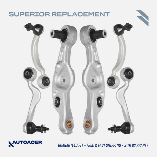 AUTOACER - 6p Front Upper, Lower Control Arm Kit with Bushings & Ball Joints Pre-Fitted for LS460 / LS460L 2007-2017, RWD Models