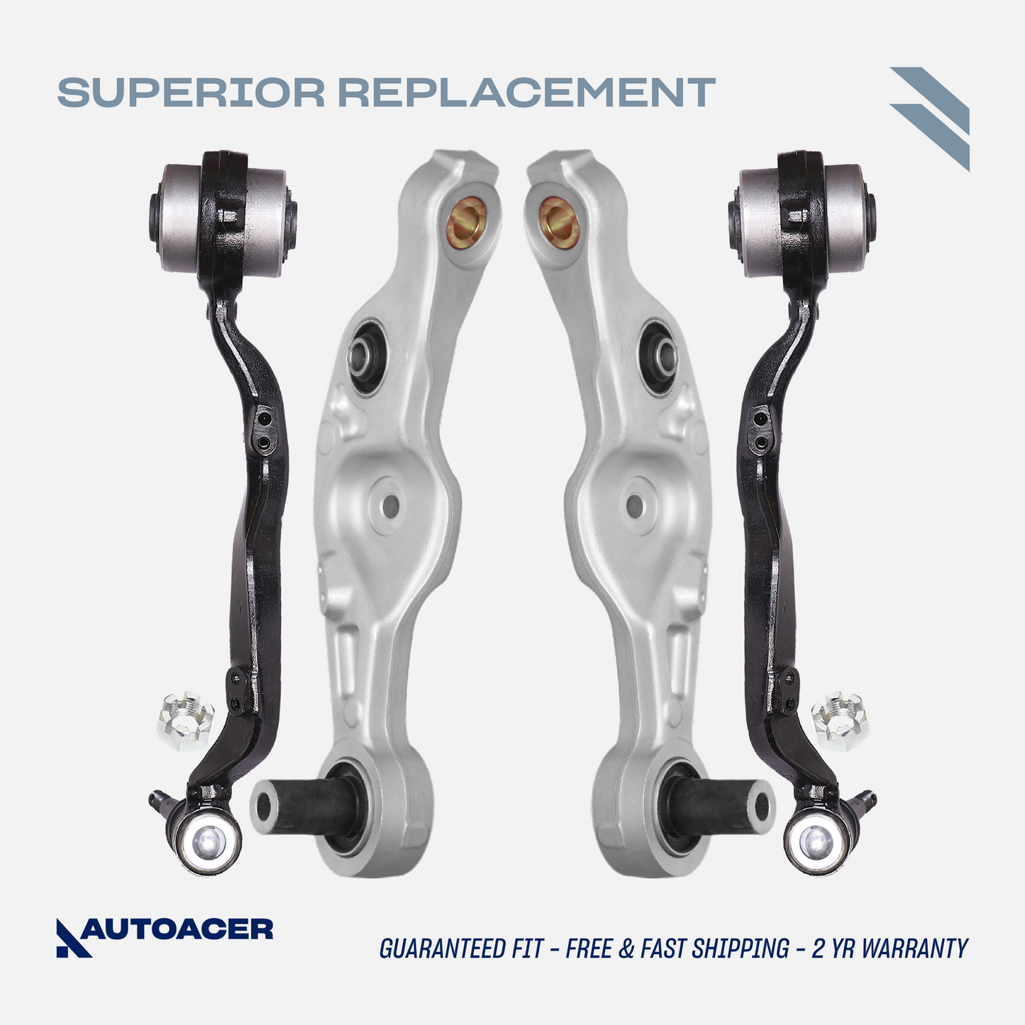 AUTOACER - Front Lower Forward & Rearward Control Arm Kit 4 pc for LS460 / LS460L 2007 - 2017, LS600h 2008 - 2016, RWD Models