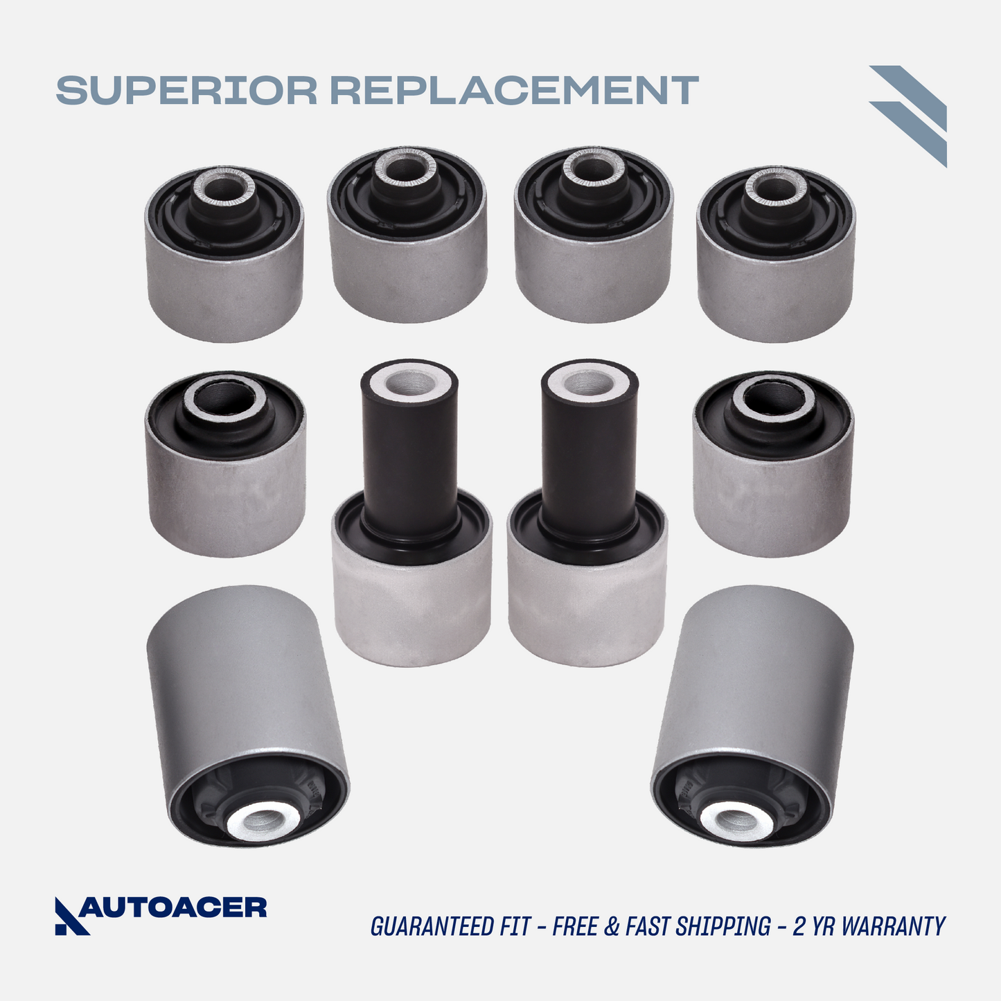 AUTOACER - 10p Front Upper & Lower Control Arm Bushing Kit for LEXUS LS460 / LS460L 2007 - 2017, LS600h 2009 - 2016 (RWD Models)