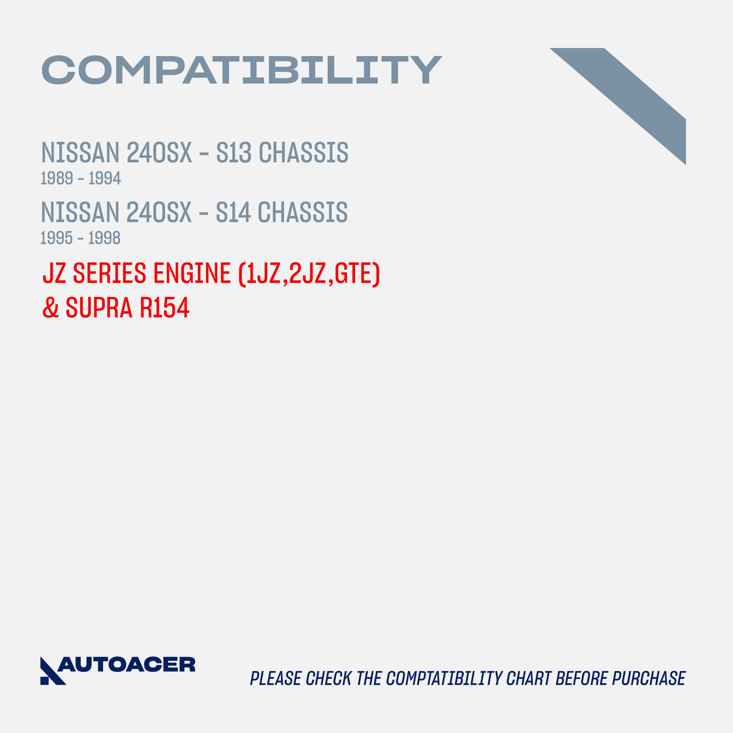 AUTOACER - Engine Swap Motor Mount & Transmission Bracket Kit 3 Piece for Nissan 240sx