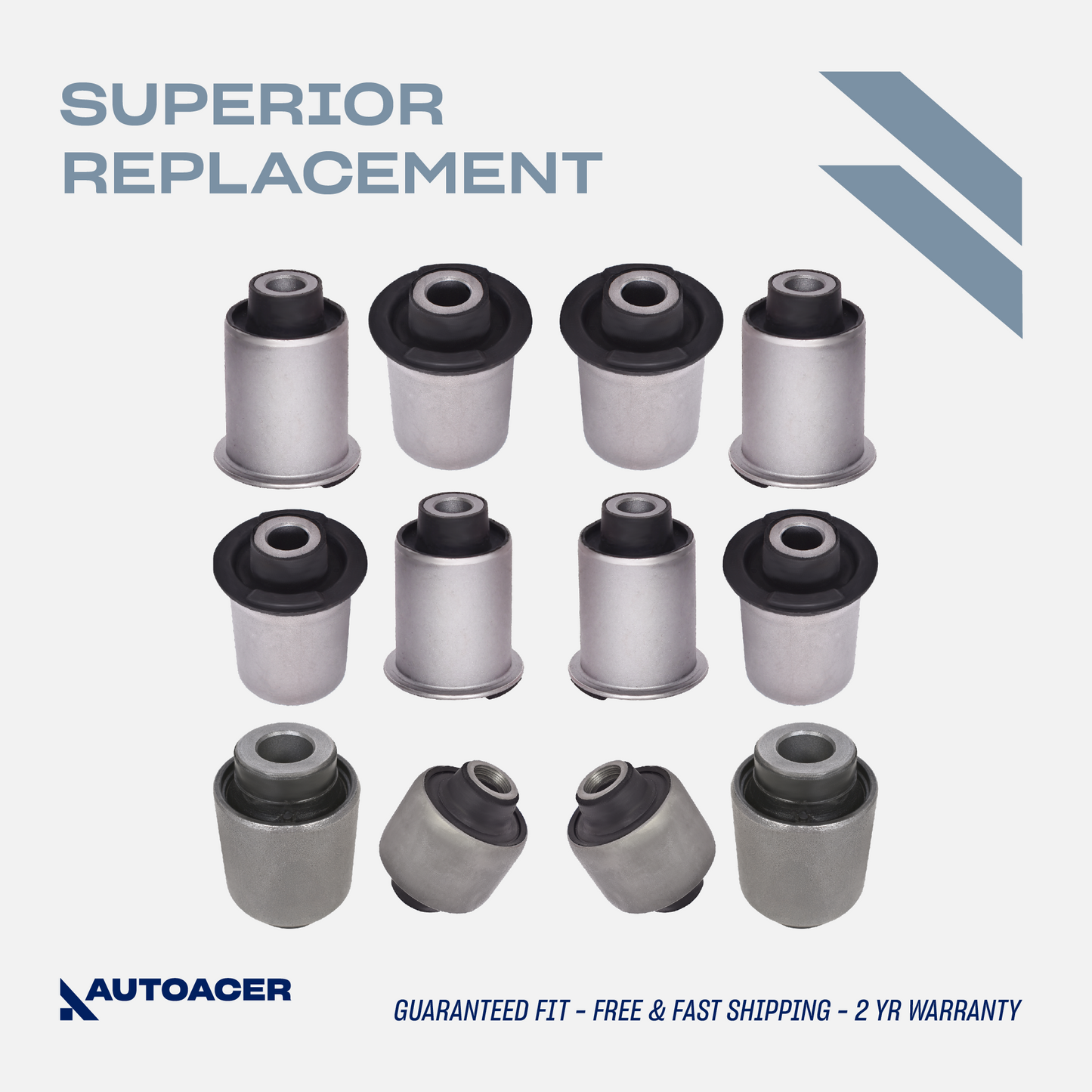 AUTOACER - Rear Upper, Lower Control Arm & Trailing Arm Bushing Kit 12 Piece for Nissan Pathfinder R51, 2WD / 4WD Models