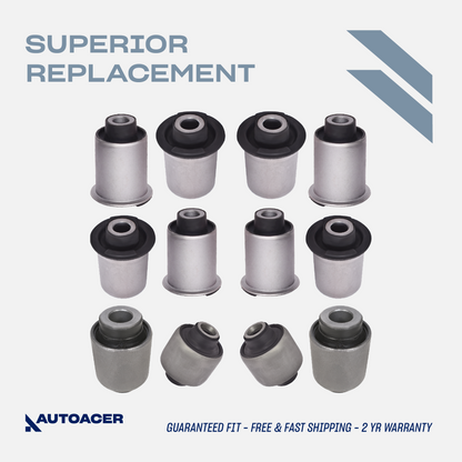 AUTOACER - Rear Upper, Lower Control Arm & Trailing Arm Bushing Kit 12 Piece for Nissan Pathfinder R51, 2WD / 4WD Models