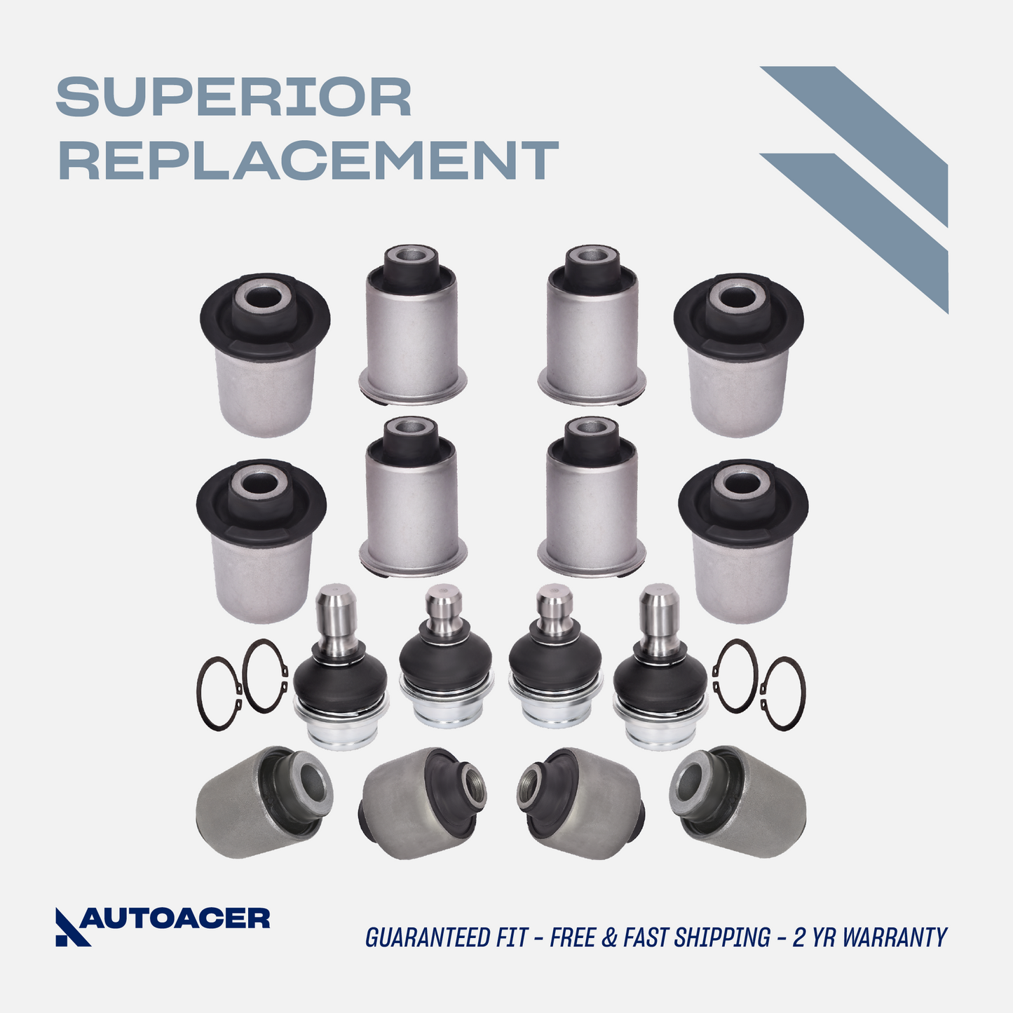 AUTOACER - Rear Upper Lower Control Arms, Trailing Arm Bushings & Ball Joint Kit 16 Piece for Nissan Pathfinder R51, RWD / AWD Models