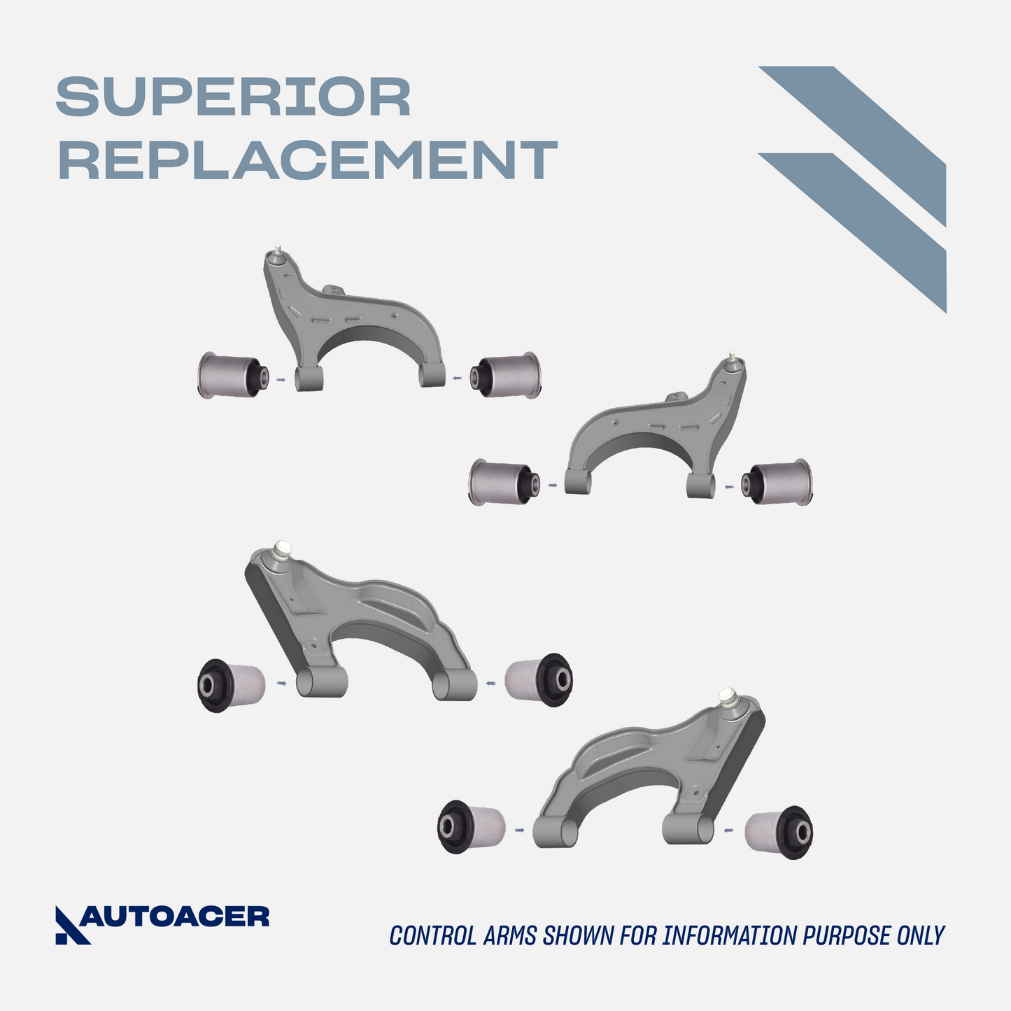 AUTOACER - Front & Rear Upper, Lower Control Arm Bushing Kit 16 Piece for Nissan, Pathfinder R51, Armada 