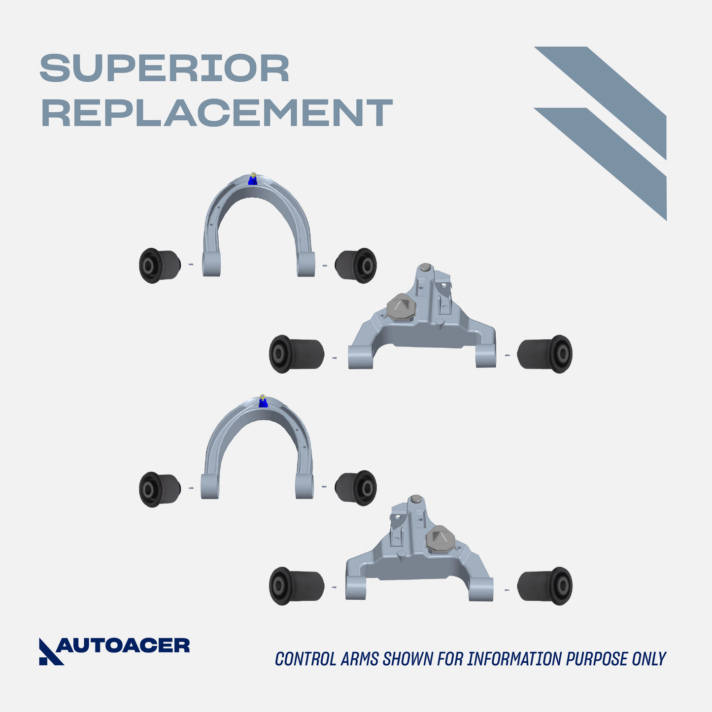 AUTOACER - Front & Rear Upper, Lower Control Arm Bushing Kit 16 Piece for Nissan, Pathfinder R51, Armada 