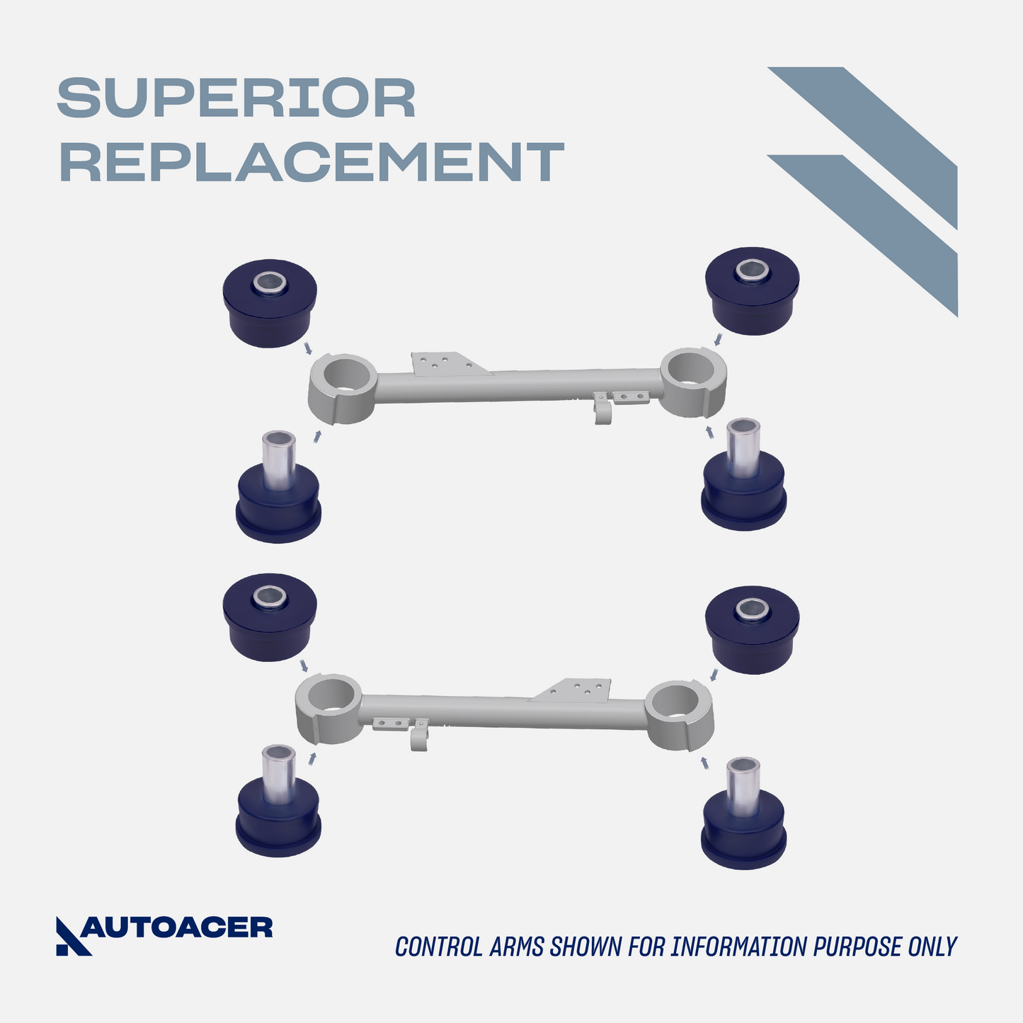 AUTOACER - Rear Upper & Lower Control Trailing Arm Poly Bushings Kit 8pc for Nissan Pathfinder & Infiniti QX4 1996-2004