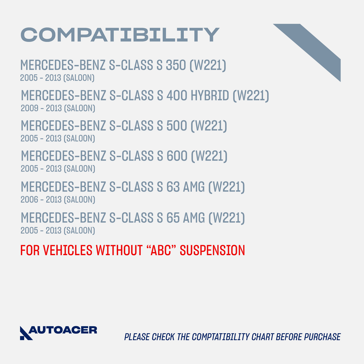 AUTOACER - Front Lower Rearward Control Arm Kit 2 Piece for Mercedes Benz S550 2007-2011 RWD